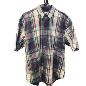 Vintage Eddie Bauer Men's Short Sleeve Plaid‎ Button Down Shirt